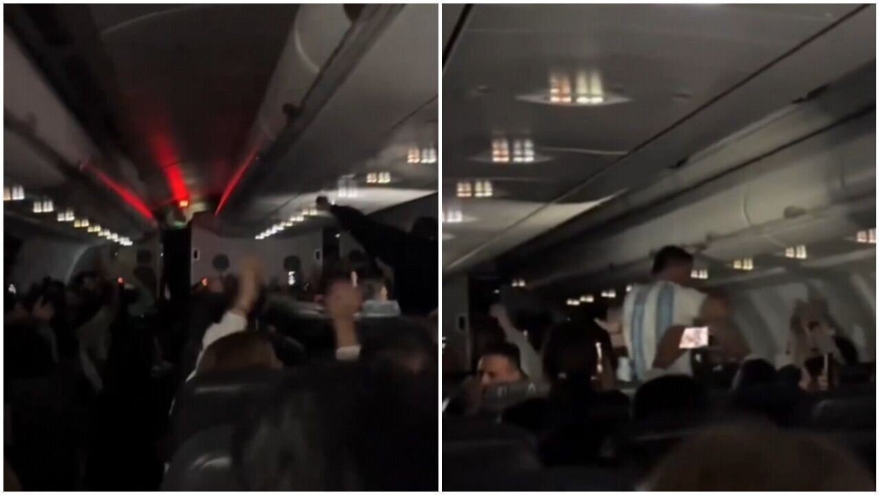 機師大整蠱「恭喜阿根廷」，全機球迷彈起歡呼，下秒鴉雀無聲。(X)