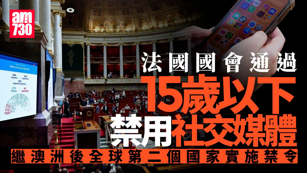 法國會通過禁止15歲以下使用社交媒體　全球第二歐洲首國推社媒禁令