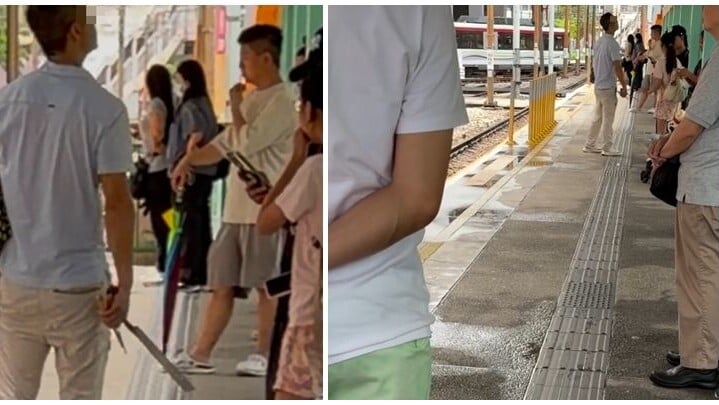 社交平台Threads有女網民上傳短片，指於輕鐵天榮站目擊一名男子手持長刀在月台徘徊，只敢偷影兩秒，驚被對方發現「衝過黎」。