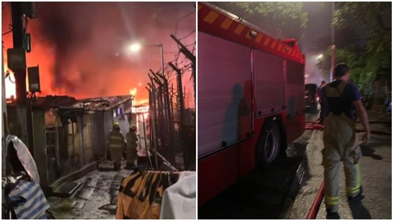 粉嶺靈山村鐵皮屋起火，一名男子倒斃現場，12歲女童不適送院。(FB@北區之友 Friends of North District (上水、粉嶺、沙頭角和打鼓嶺))