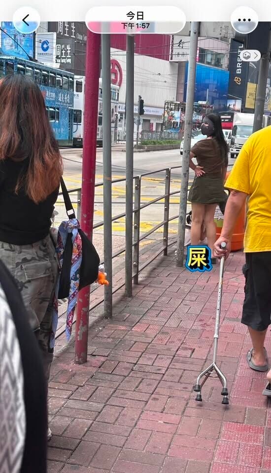 一名女童在銅鑼灣街頭當眾脫褲大便(FB「車cam L香港群組」)