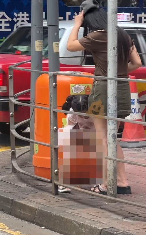 一名女童在銅鑼灣街頭當眾脫褲大便(FB「車cam L香港群組」)
