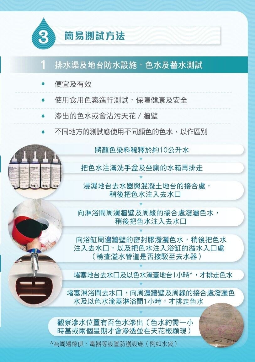 天花板/牆身漏水?家居滲水簡易測試(屋宇署/食環署)