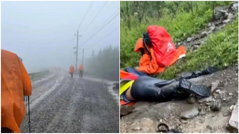 登山客遭雷擊倒地。（圖／翻攝微信公眾號「徒步山海」）