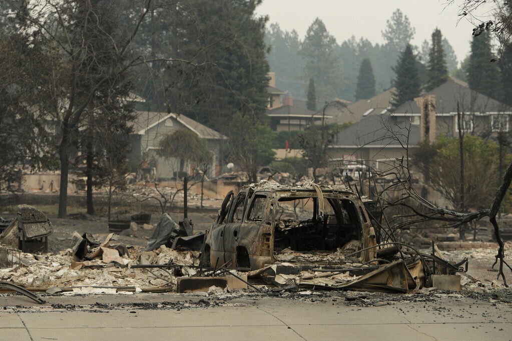美國華盛頓州斯波坎(Spokane)周邊近期爆發山火。(AP)
