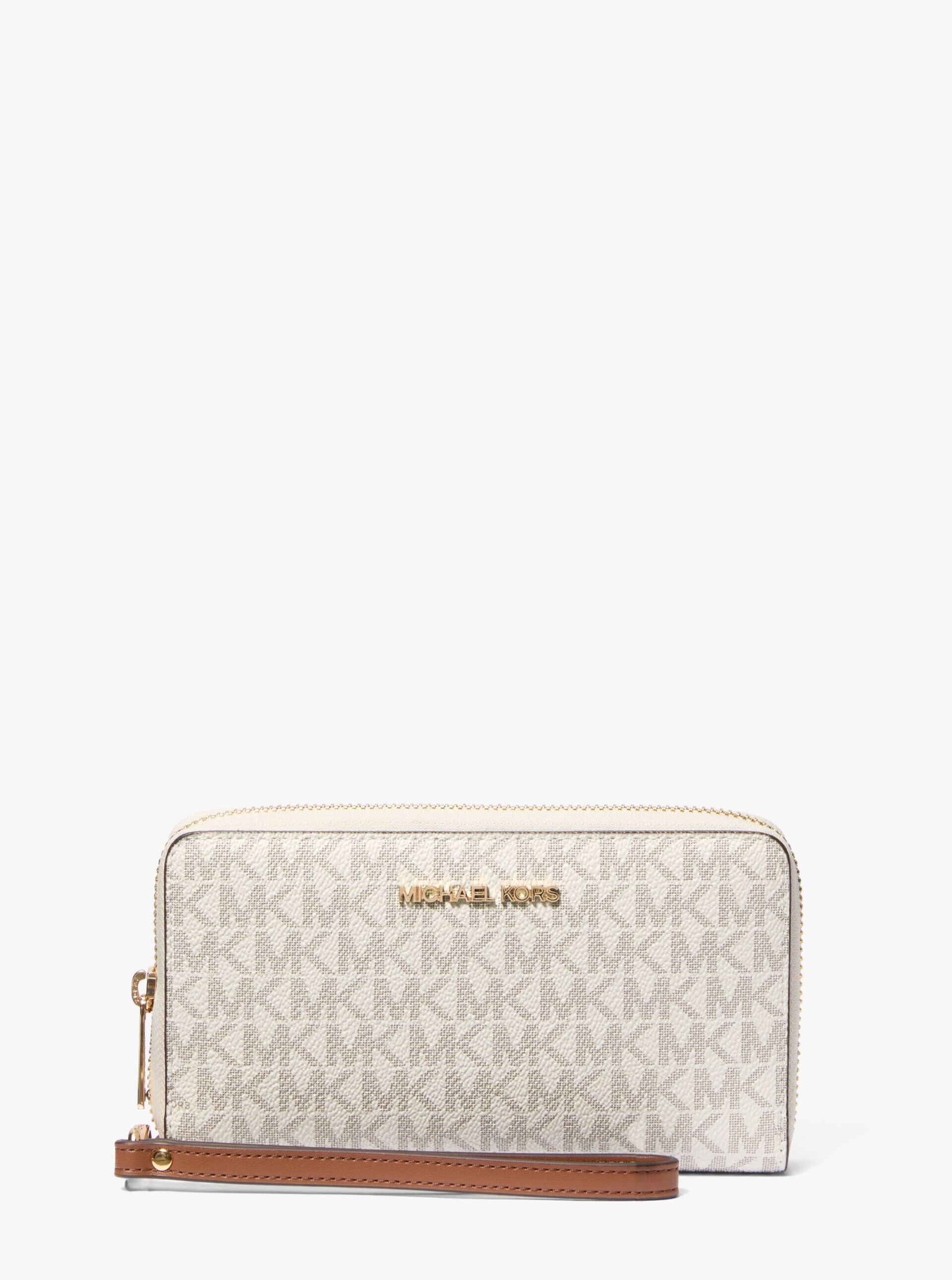 Michael Kors Jet Set Signature Logo Smartphone Wristlet Vanilla HK$500 (1)