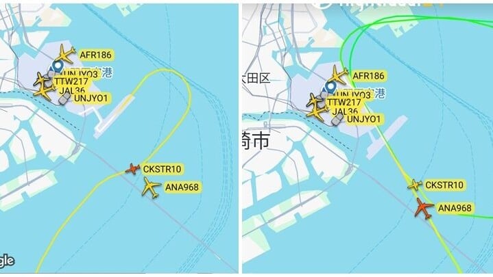 飛行追蹤網站Flightradar24的航跡資料顯示，於凌晨5時44分，涉事民航局客機當時由羽田機場D跑道起飛後盤旋；全日空NH968航班正從上海飛抵，準備降落羽田機場C跑道，兩機的飛行路線非常接近。