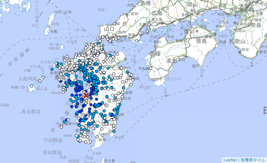 九州發生地震。（圖／日本氣象廳）