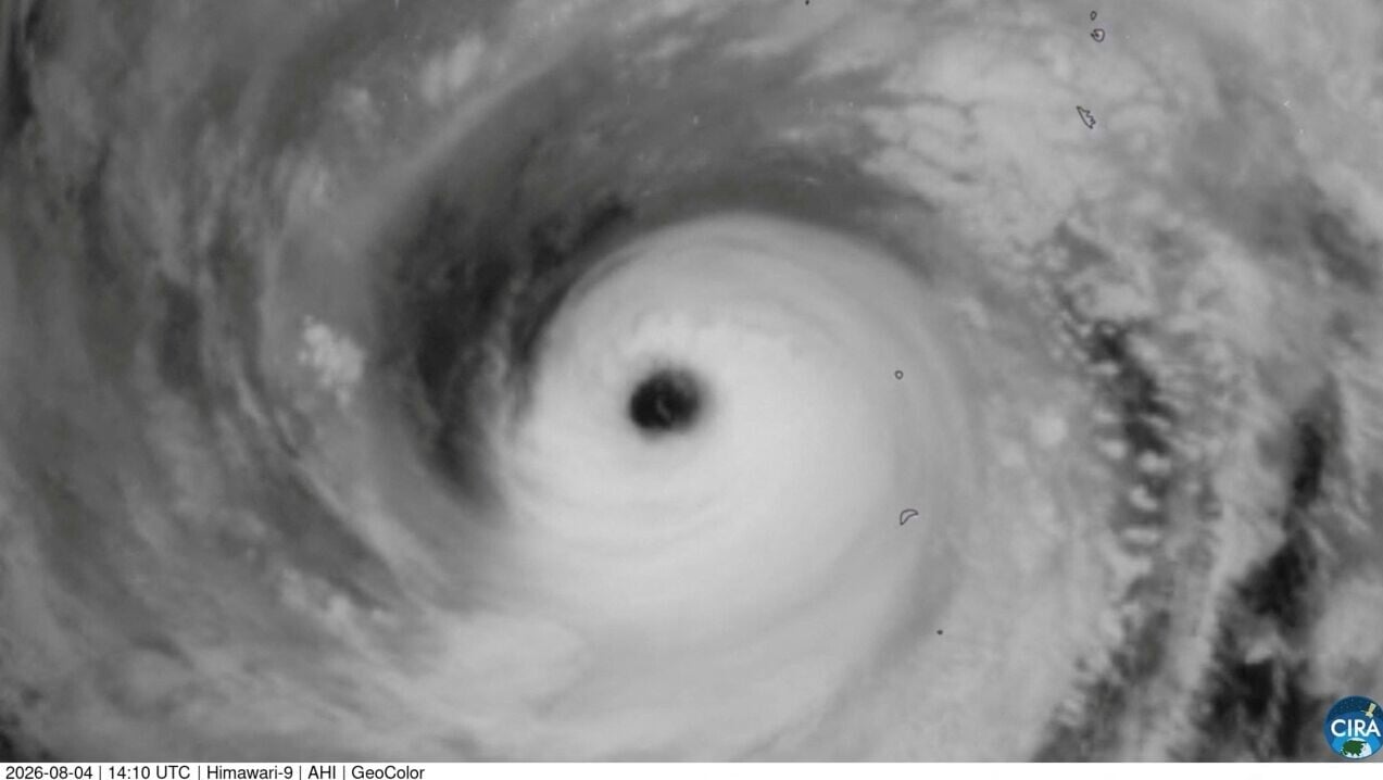 颱風白海豚在日本小笠原群島掠過衛星圖（路透）