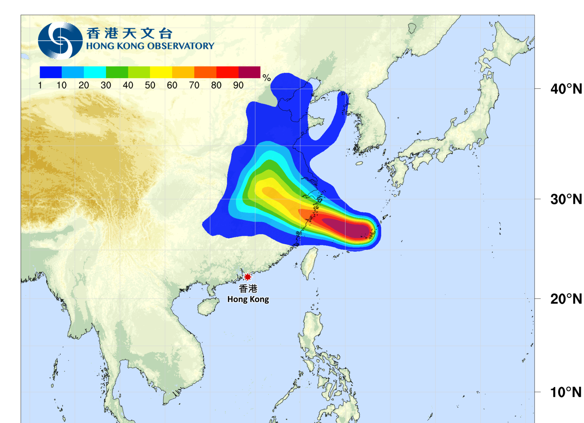 白海豚熱帶氣旋路徑概率預報(香港天文台)