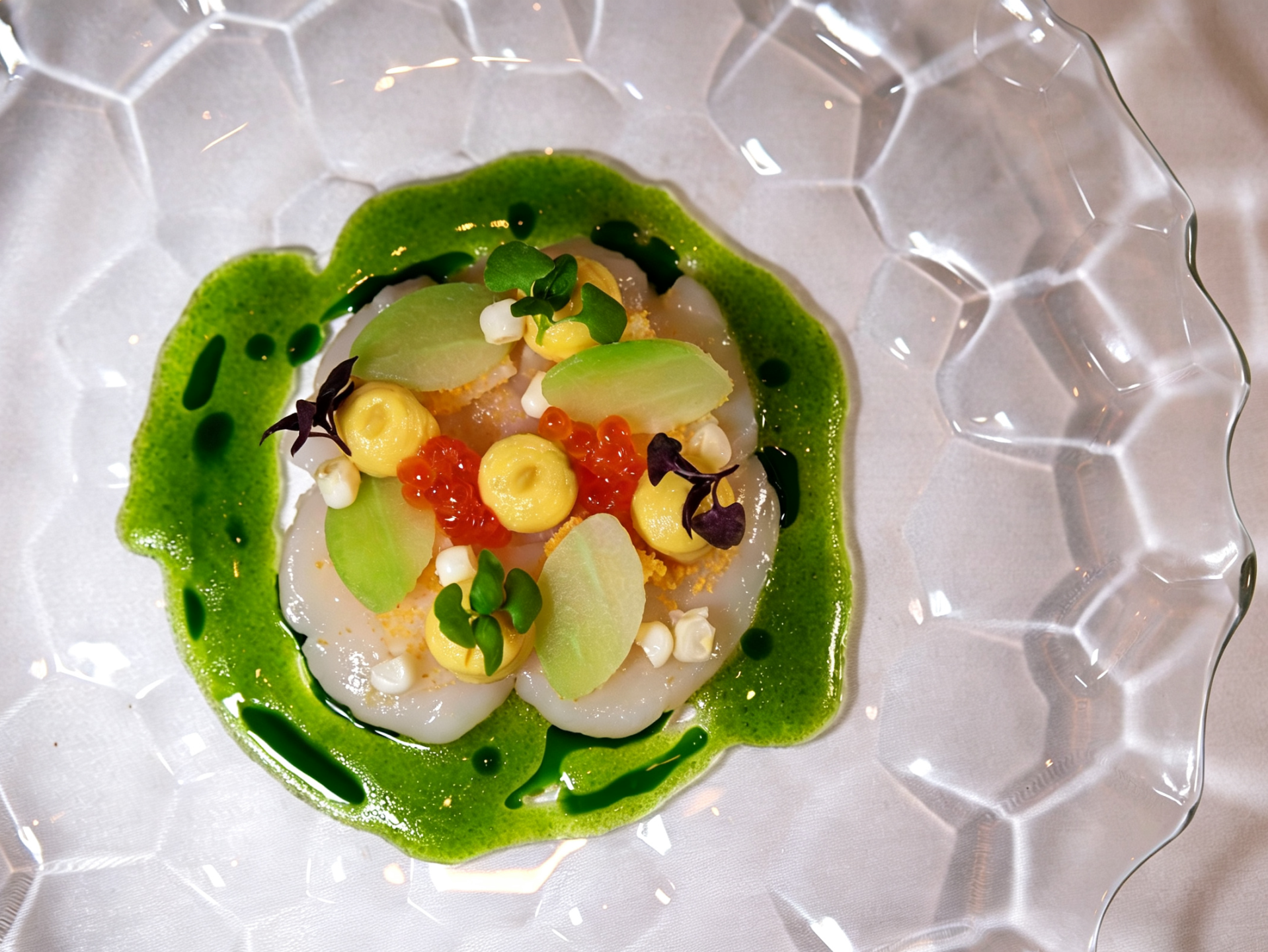 Hokkaido Scallops with Ginger and Corn Purée