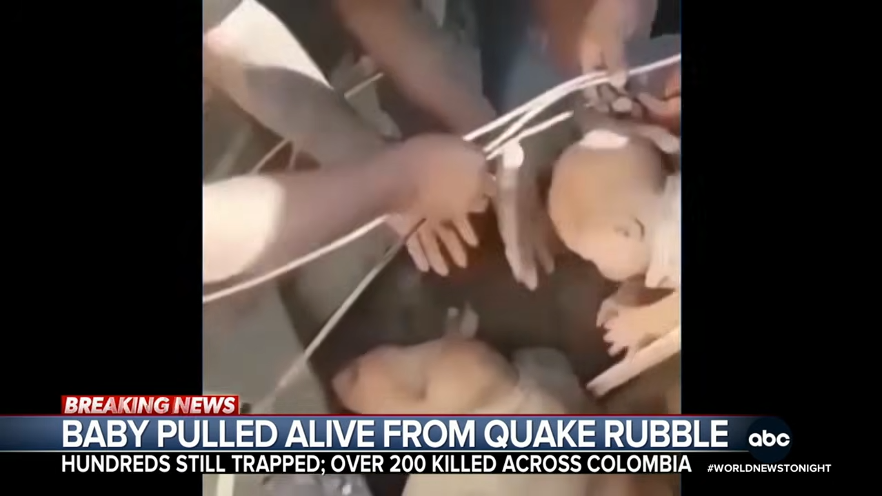 Baby pulled alive from rubble as Colombia earthquake death toll rises 0 28 screenshot