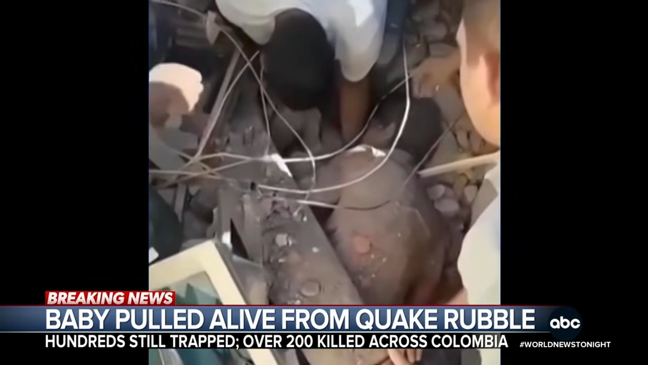 Baby pulled alive from rubble as Colombia earthquake death toll rises 0 21 screenshot