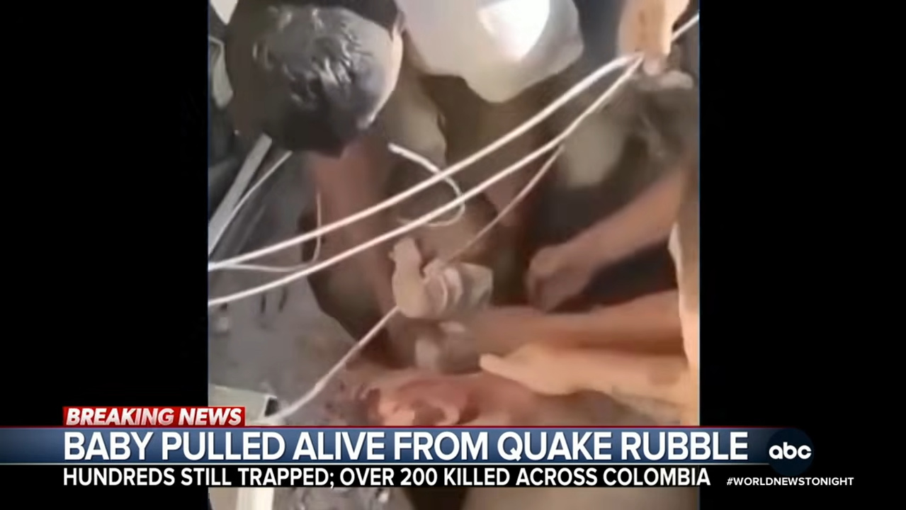 Baby pulled alive from rubble as Colombia earthquake death toll rises 0 25 screenshot
