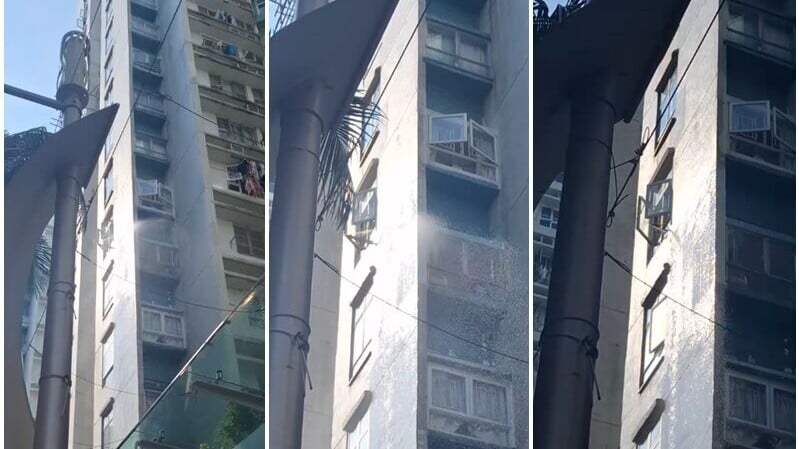 黃埔花園住戶水喉射外牆，街道「落雨」引街坊途人怒罵。(Threads)