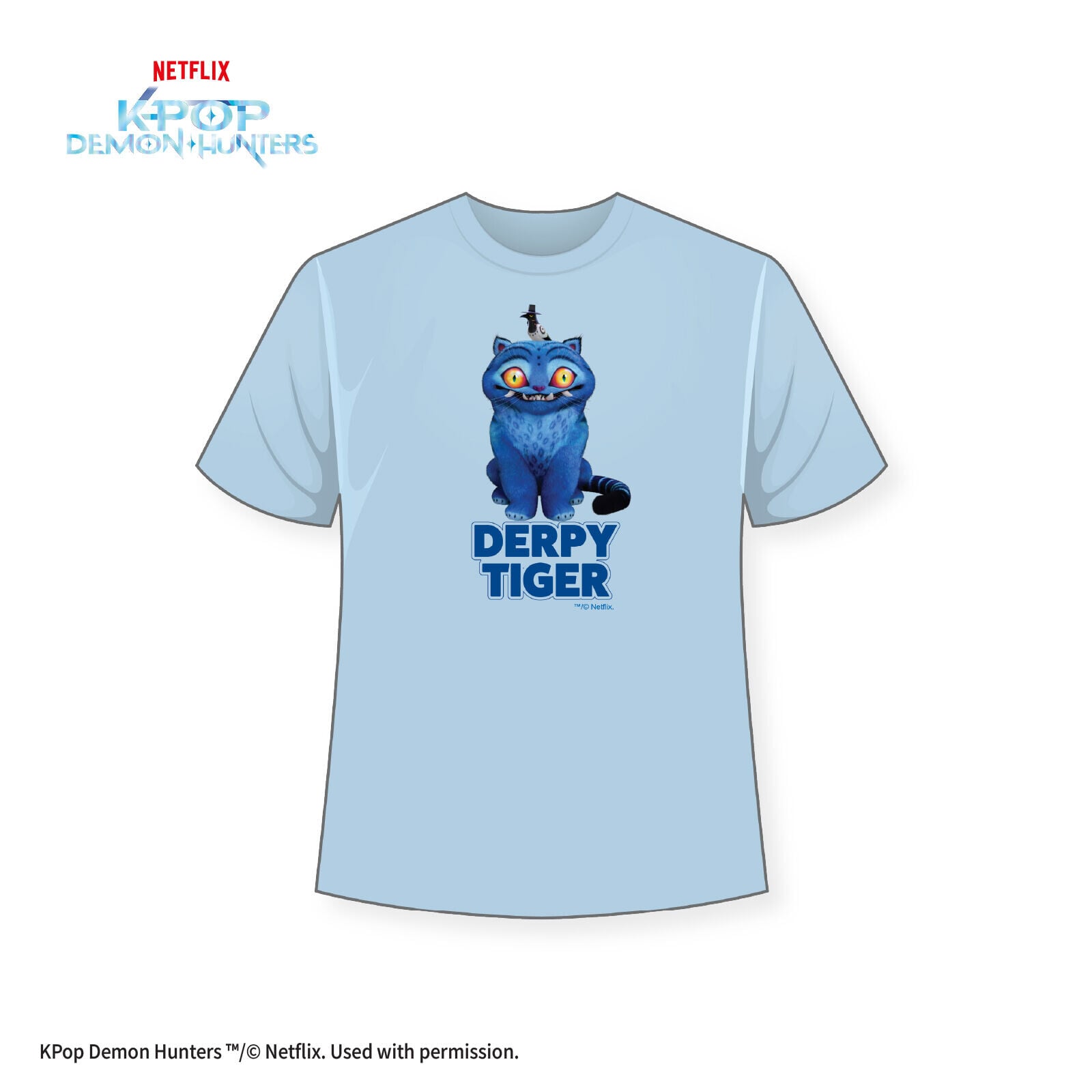 Kpop 獵魔女團 T Shirt Derpy Tiger (藍色)