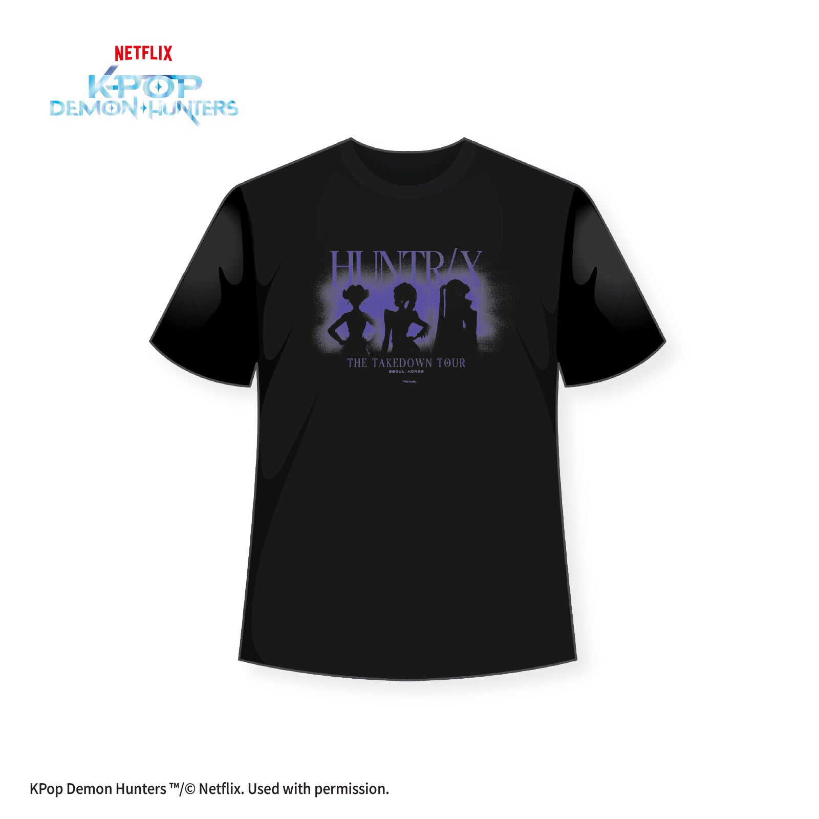 Kpop 獵魔女團 T Shirt HUNTRX The Takedown Tour (黑色)