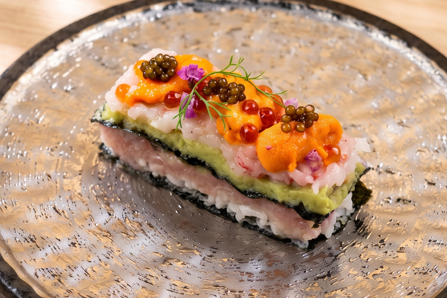 極上海膽魚子拖羅壽司拿破崙 Premium Uni, Caviar and Toro Sushi Napoleon