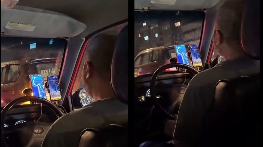 該名的士司機在車廂內吸煙。(FB「車Cam L」)