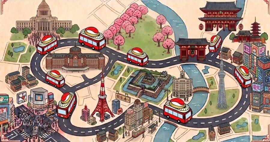 日本東京雙層「迴轉壽司巴士」吸遊客 1.6萬日圓70分鐘任食同時賞景