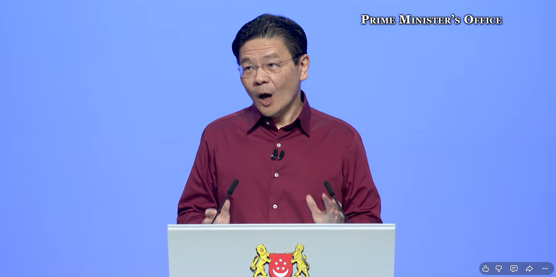 黃循財發表國慶群眾大會演說。(互聯網)