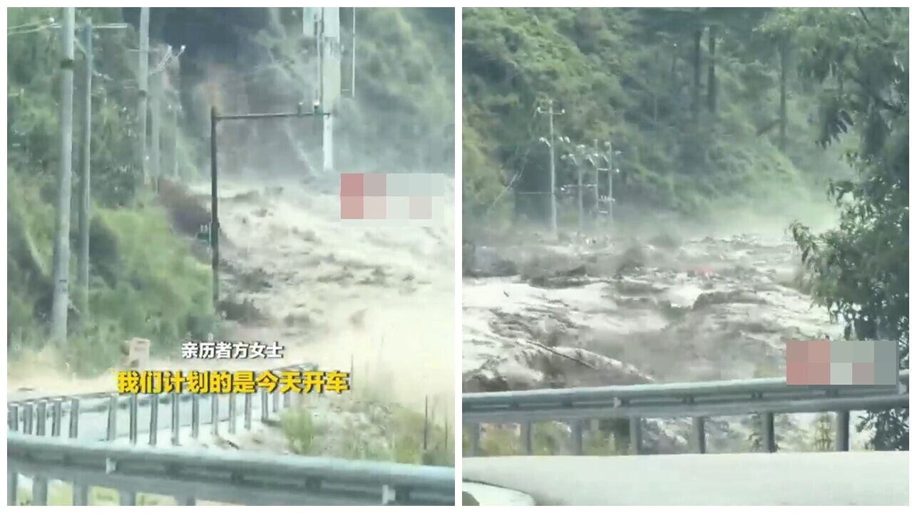 中尼邊境泥石流掩至，女子倒車3公里逃命，稱當地親友全失聯。(微博)