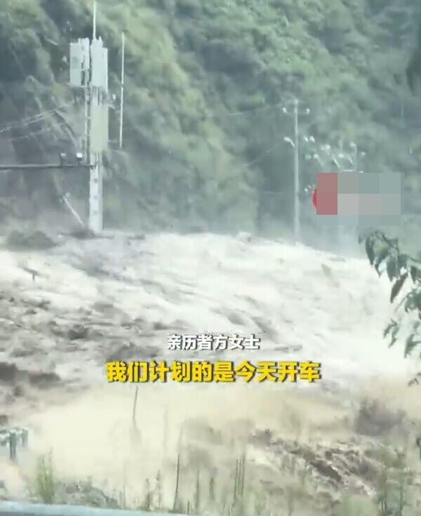 女事主憶述:「大水捲來輾著我們,我們不敢調頭,只能往後面倒車。」(微博)