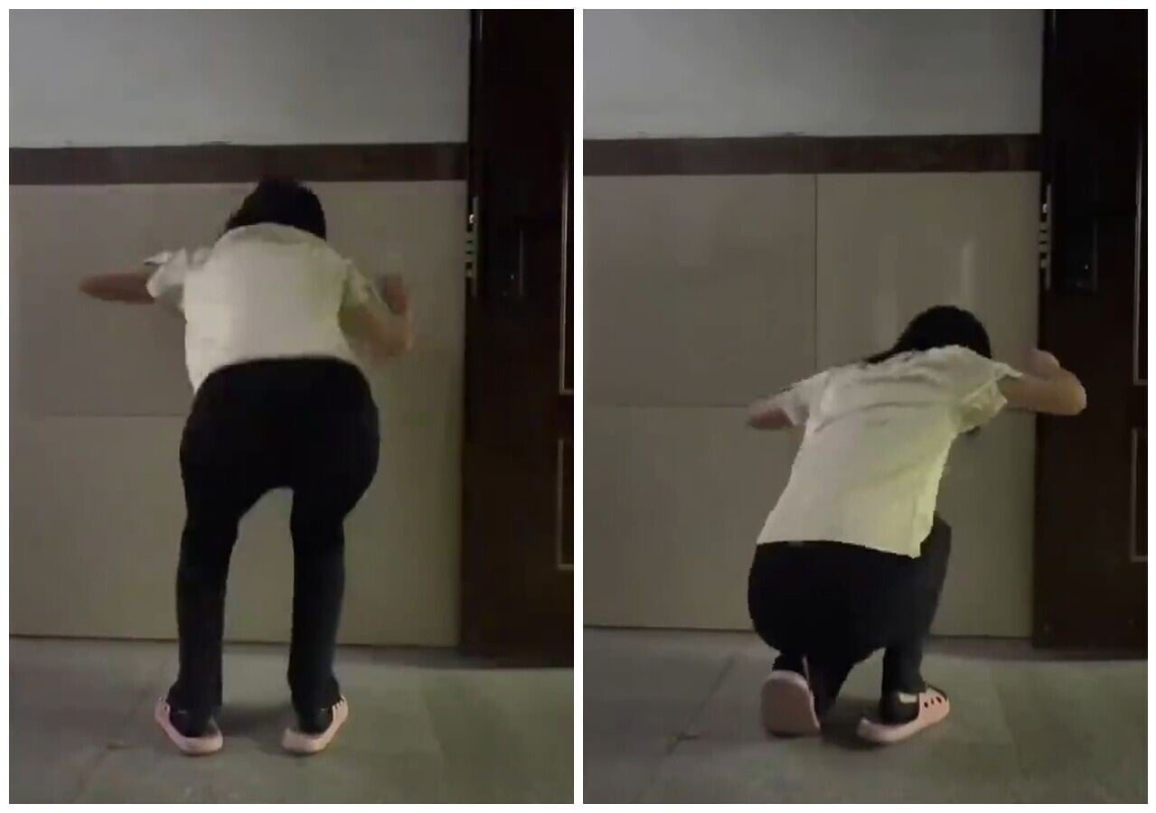 陽女士亦有上傳自己深蹲影片,向上司證明完成處罰。(微博)