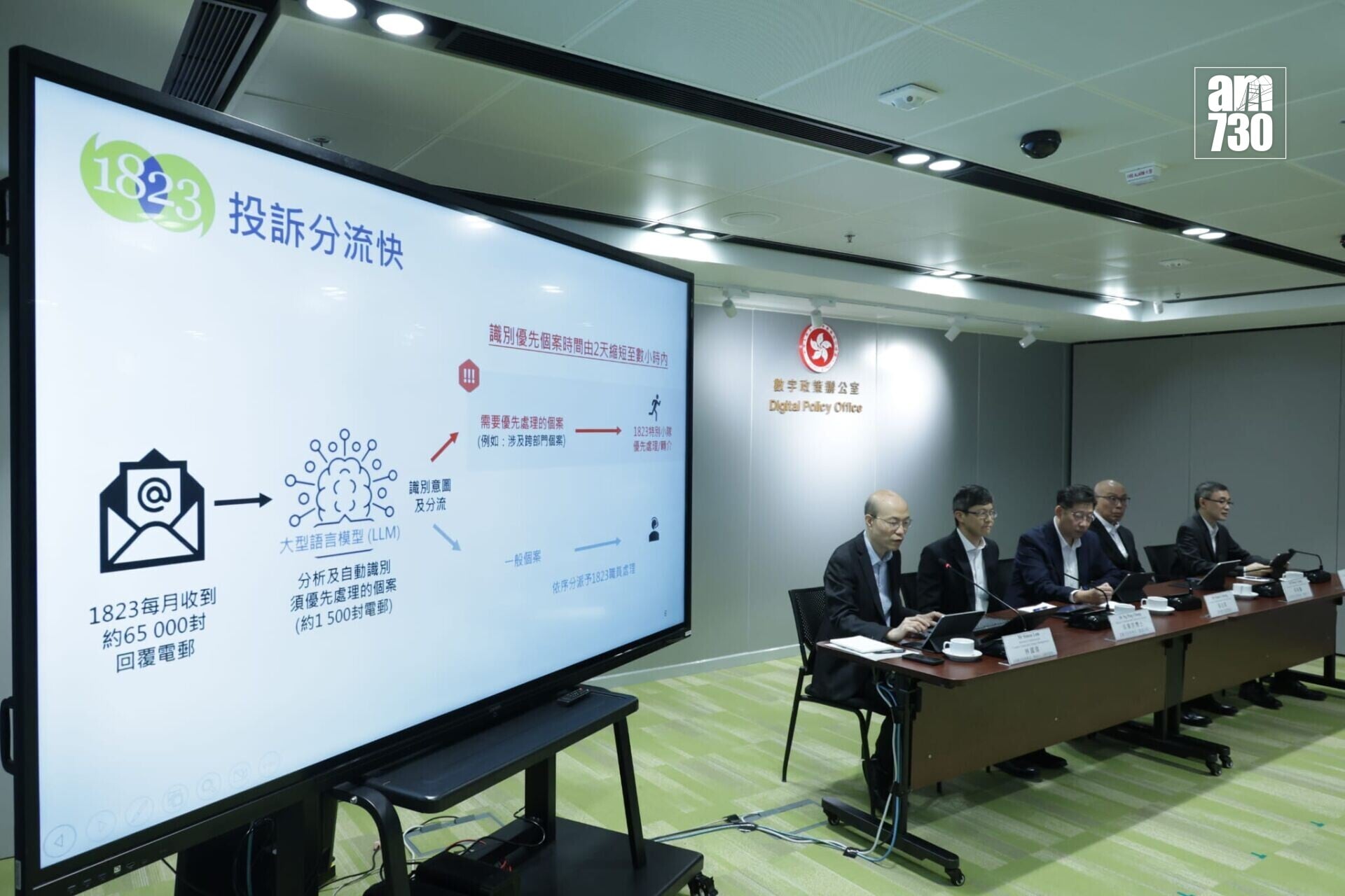 數字辦推出4個AI效能提升項目,提升1823熱線服務效率。(鍾式明攝) (1)