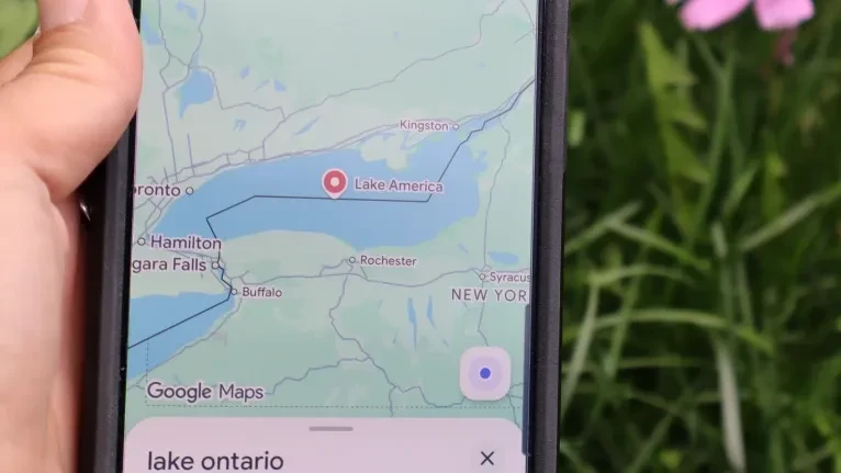 美版Google Map將安大略湖改名為美國湖。(美聯社)