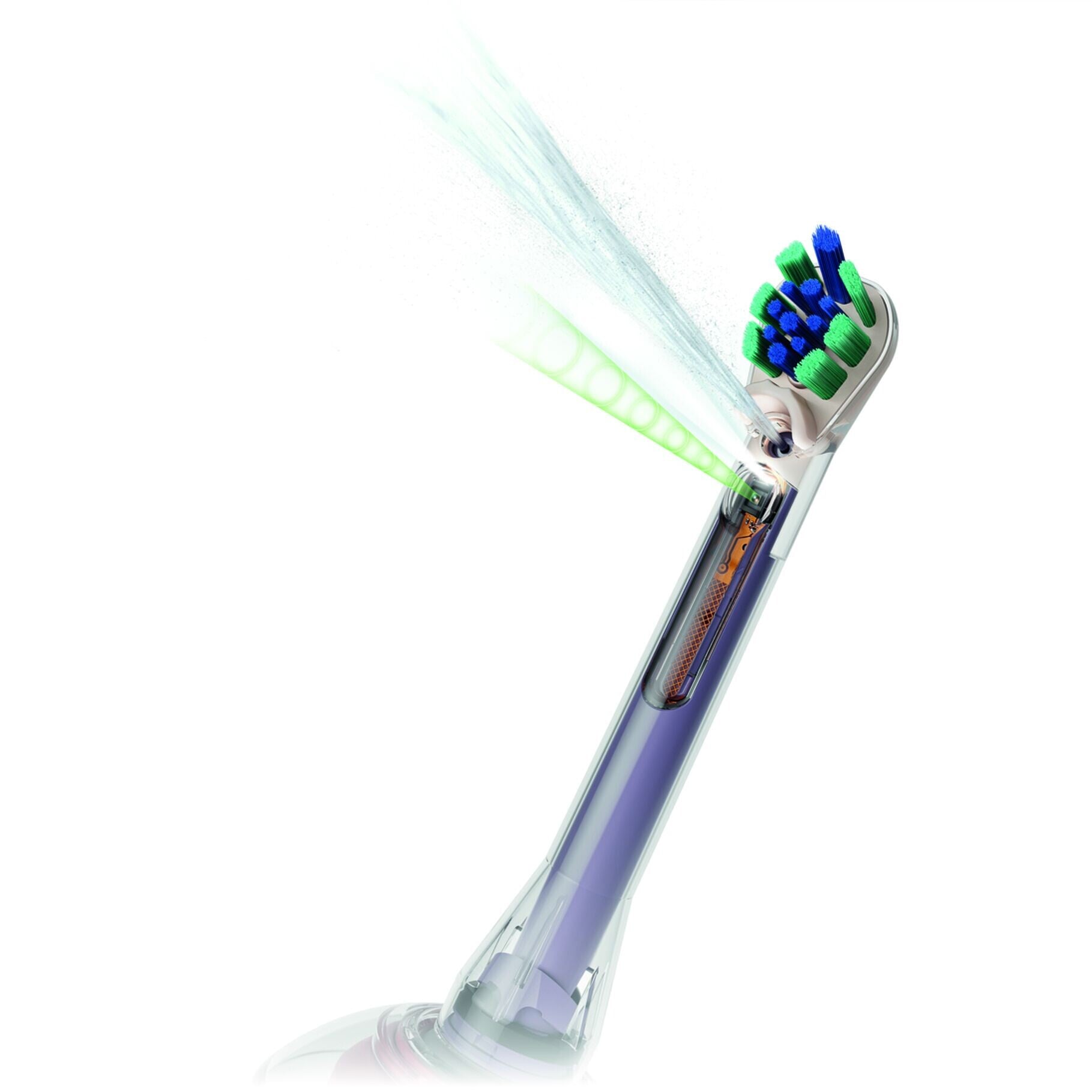Dyson CameraJet可噴出錐形噴流,邊刷邊噴射水牙線。