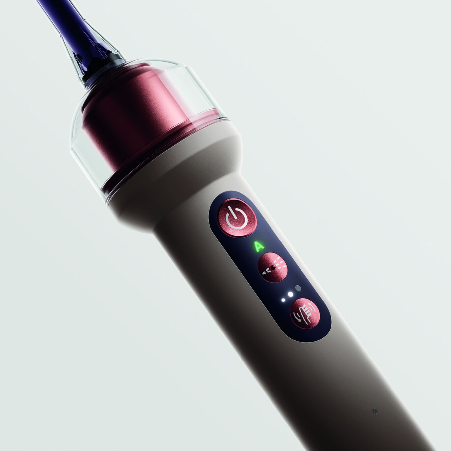 Dyson CameraJet機身設有開關、強度及噴射模式3個按鍵。