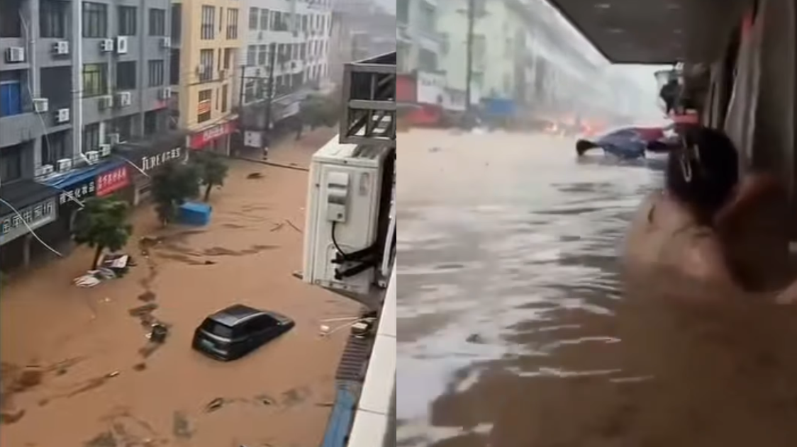 颱風「沙德爾」復活第三次登陸福建 多處暴雨遭水淹街道變河流(有片)