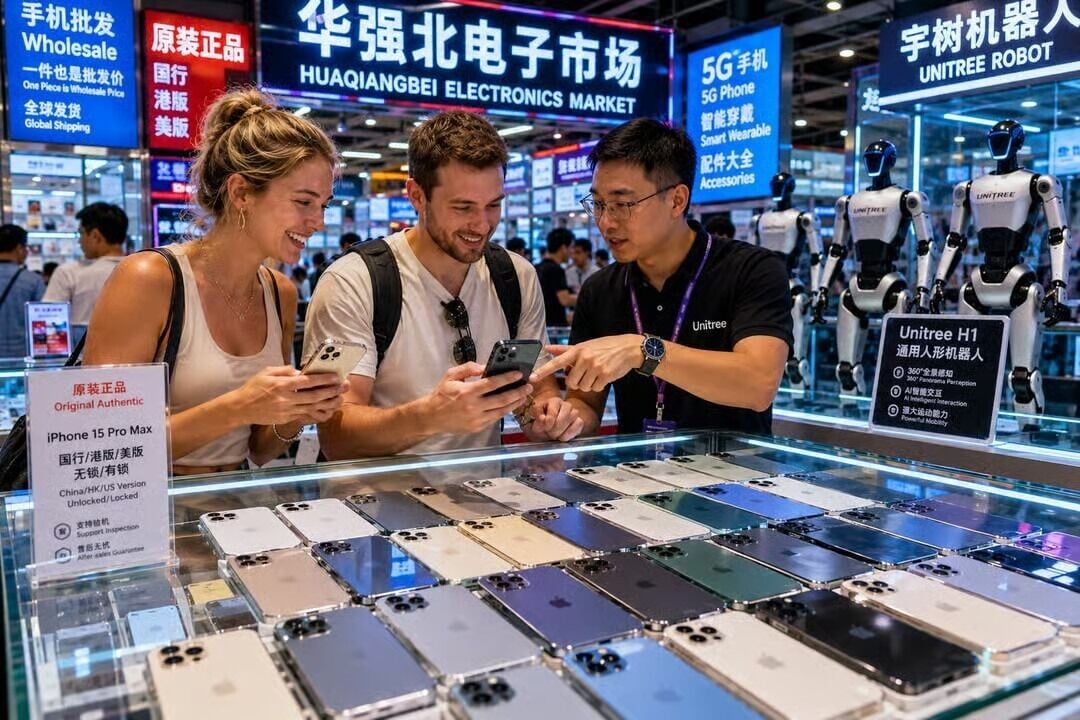 外國遊客在店內購買手機,感歎其科技含量。(網上圖片)