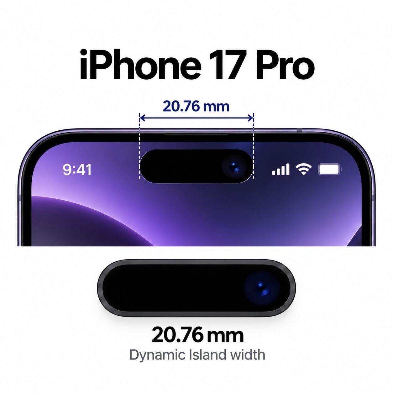 iPhone 17 Pro動態島闊度為20.76mm