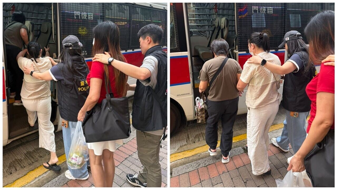 警深水埗搗破地下竹館，9男女被捕包括女負責人。(警方圖片)