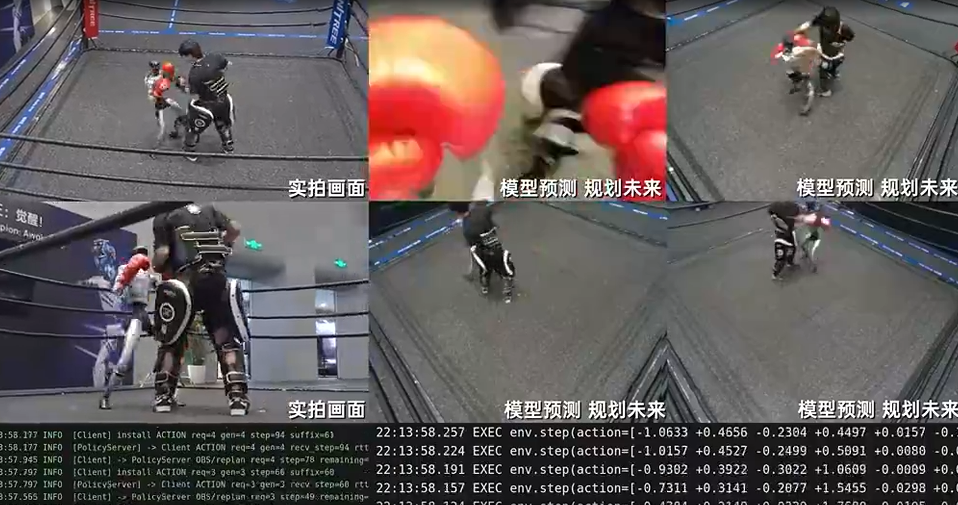 宇樹科技表示,公司成功實現全球首次由世界模型驅動機器人自動搏擊。(影片截圖)