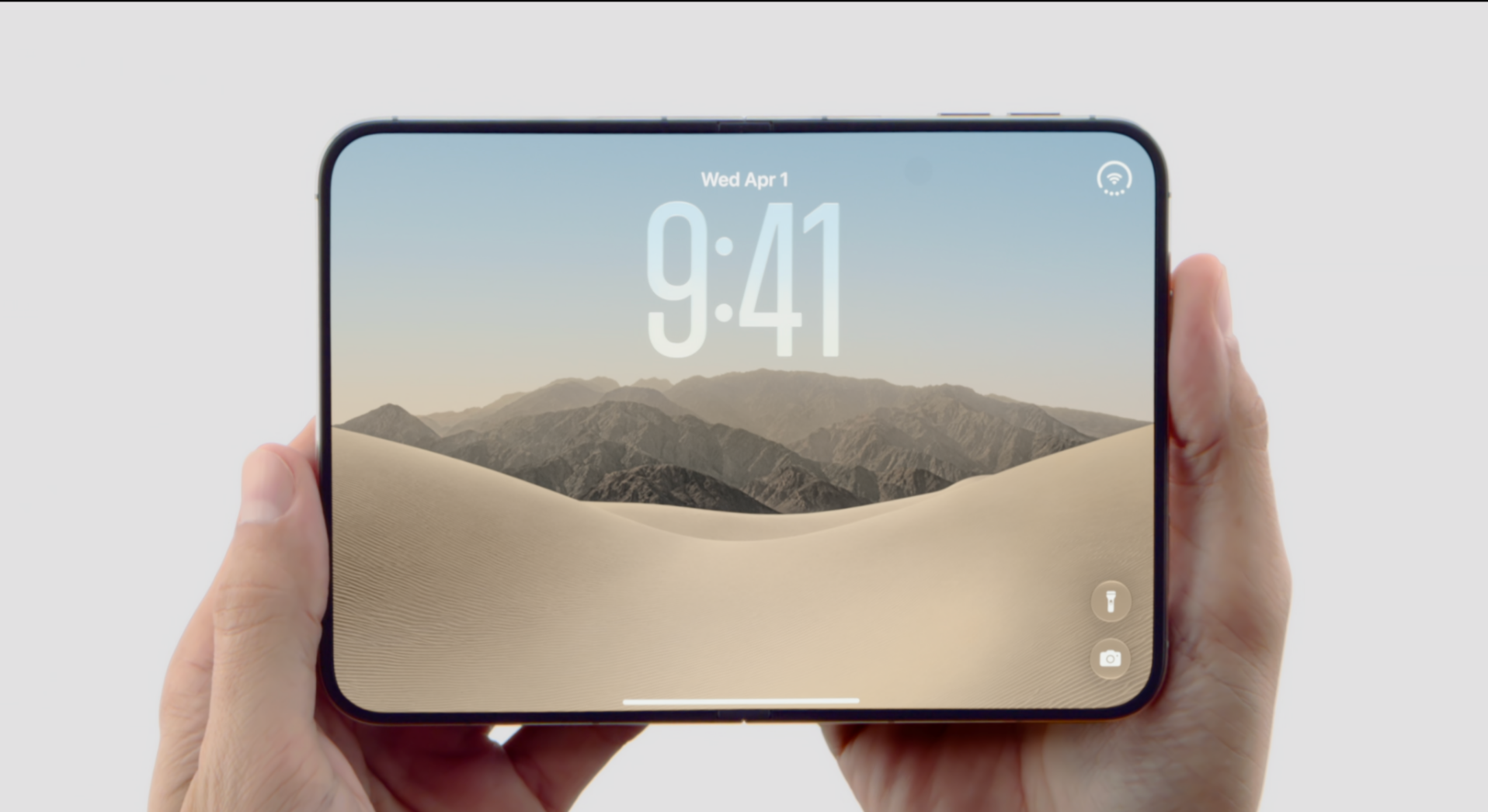 iPhone Duo採用闊摺屏幕比例。