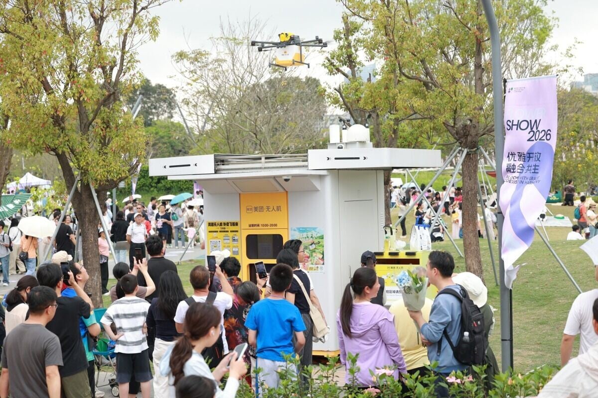 筆架山體育公園設無人機外賣配送,有趣又方便。(圖片來源:視覺中國)