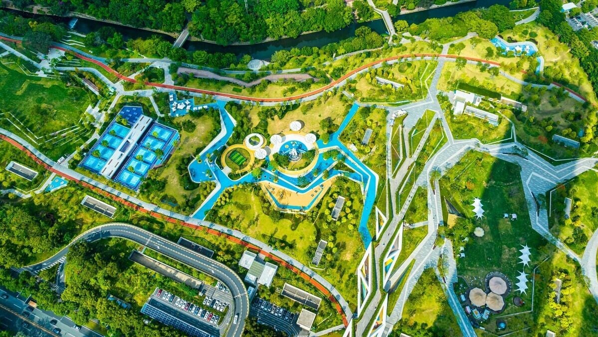 筆架山體育公園於2023年落成,佔地約26萬平方米,是深圳市屬新型體育專類公園,智能設施是它的賣點。(圖片來源:視覺中國)