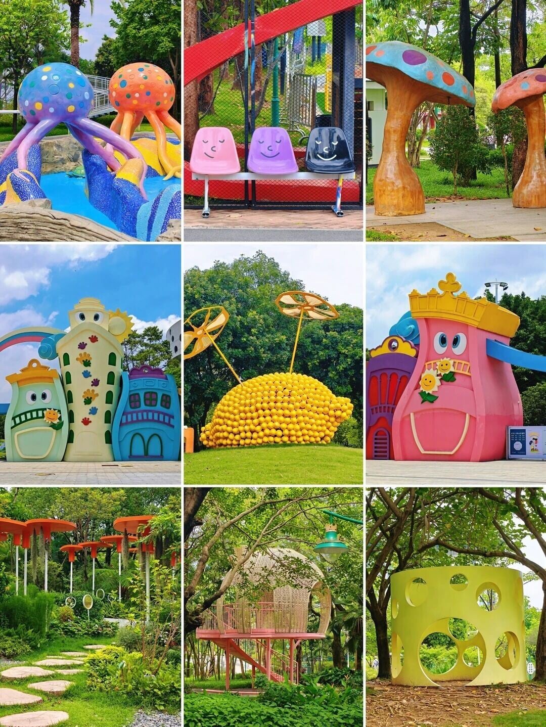廣州市兒童公園以「一米高度」設計理念,規劃了超過20個適合兒童遊玩的主題遊樂區。(圖片來源:橘子味的可樂@小紅書)
