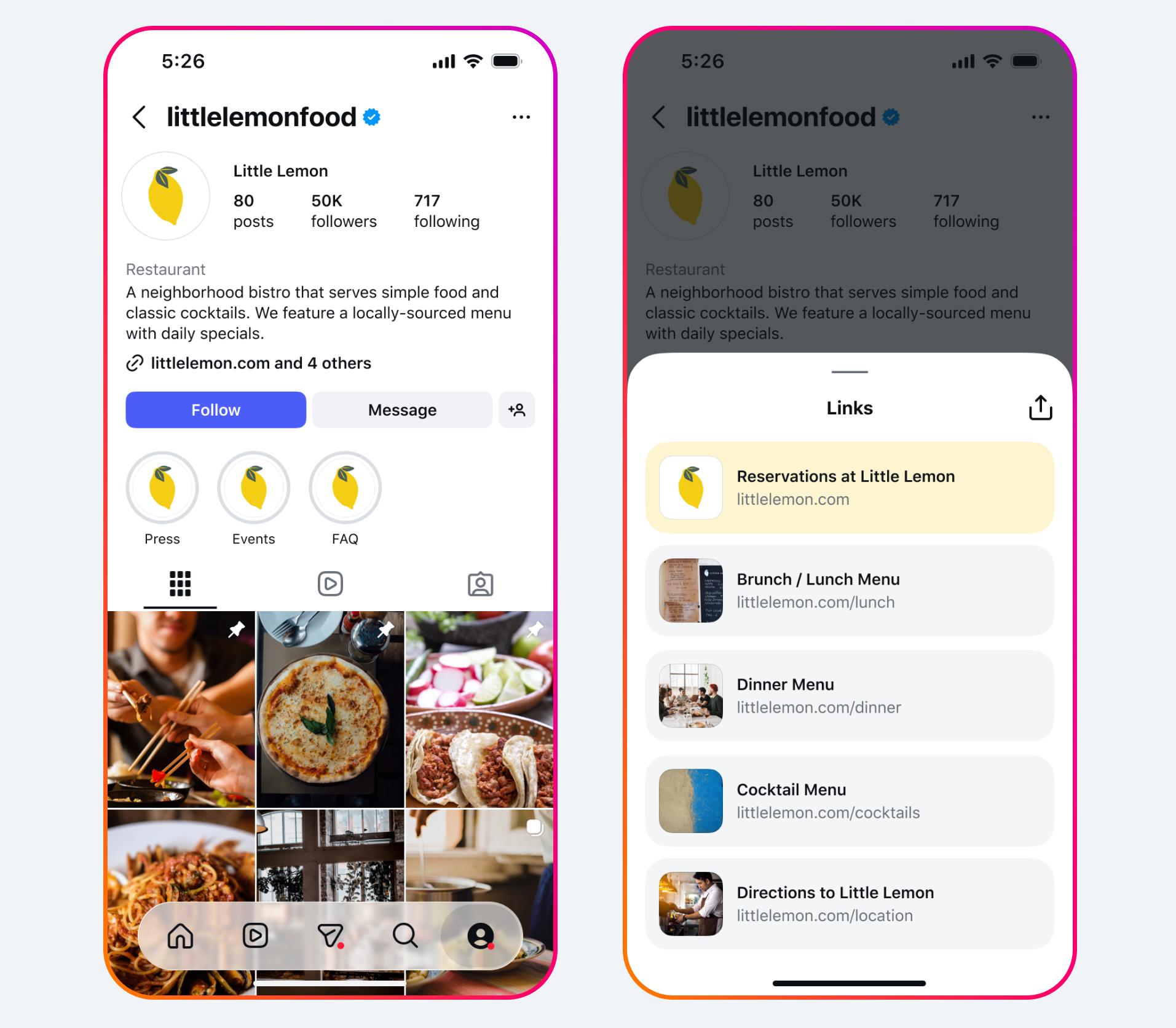 Meta One的Instagram Plus可加入更多連結。