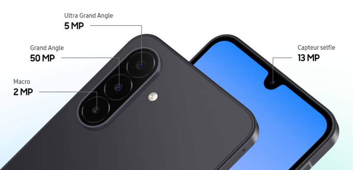 Samsung Galaxy A18 4G鏡頭組合維持三鏡配置,包括 50MP 主鏡頭(f/1.8,不支援 OIS)、5MP 超廣角以及 2MP 微距鏡頭,前方則配備 13MP 自拍鏡頭