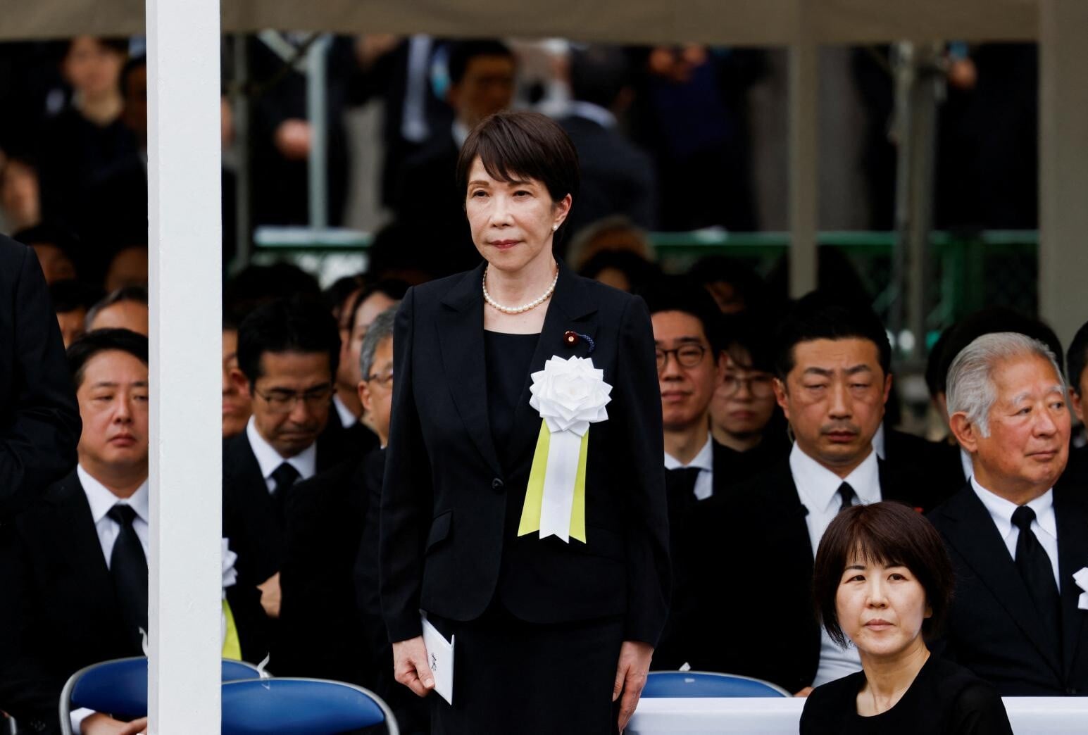 日本首相高市早苗9日在長崎出席紀念原爆81週年儀式。(圖/路透社)