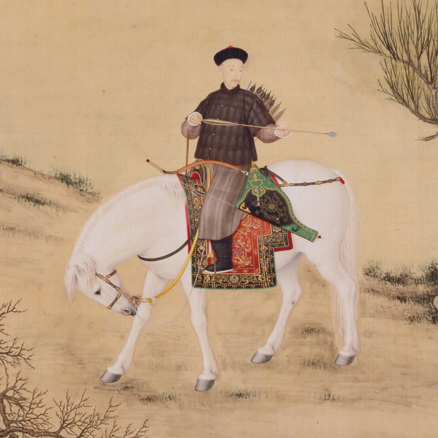 郎世寧《弘曆挾矢圖》