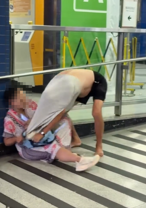 港鐵大圍站昨日有一對男女當眾拉扯(Threads)