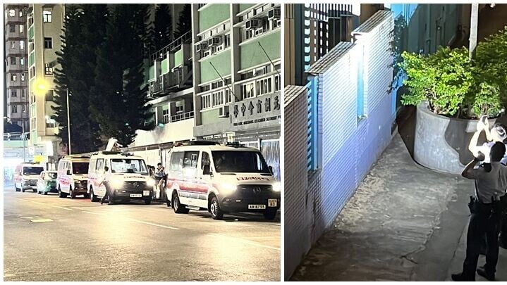 一名女子在豐年路近元朗商會中學對開，懷疑被一名男子用𠝹刀襲擊，導致額頭受傷浴血。多架警車停泊於元朗商會中學附近，大批警察在場蒐證，以及用電筒照射校舍。(Threads)