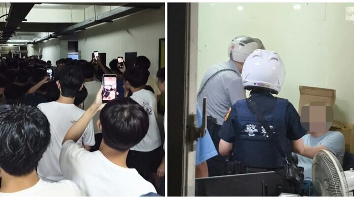 台灣大學男生宿舍浴室便溺被埋伏斷正，隨即引來逾百名學生到場圍觀起哄，最後由學校駐衞警將涉事男子帶走。(Threads)