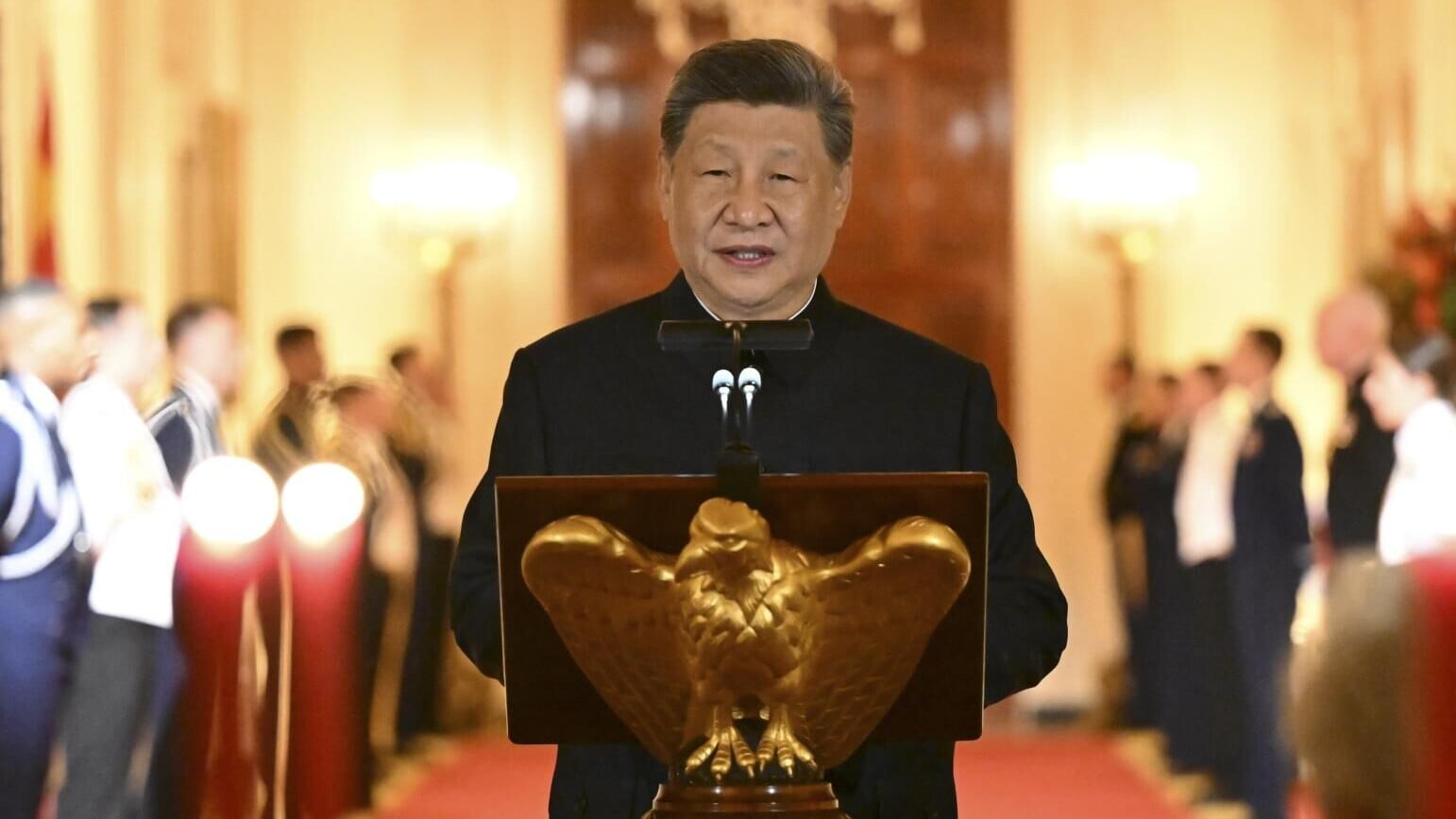 國家主席習近平著中山裝出席白宮國宴。（圖／新華社）