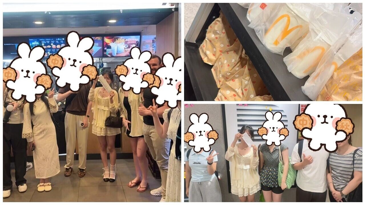 內地女離港前一天中1萬元快餐店券，走訪多區請陌生人開餐。(小紅書)